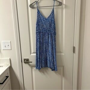 Blue Floral Spaghetti Strap Dress